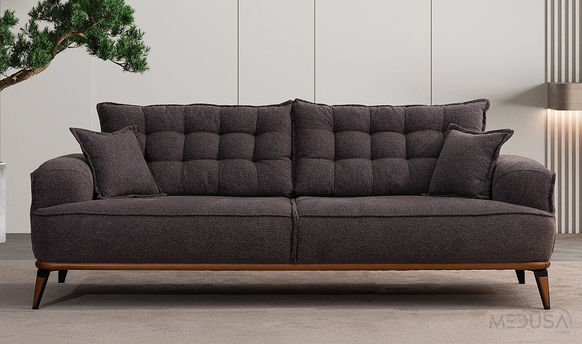 Medusa Home Mobilya - Ege Koyu Gri Üçlü Koltuk