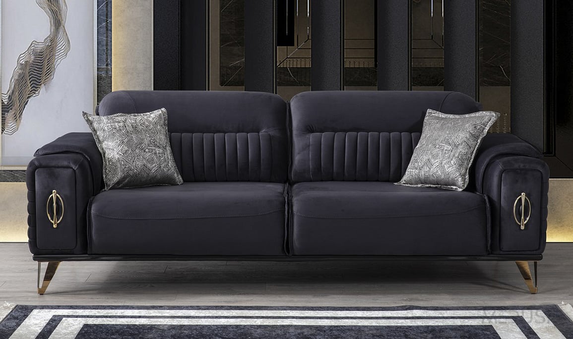 Medusa Home Mobilya - Elegance Luxury Antrasit Üçlü Koltuk
