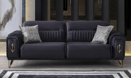 Medusa Home - Elegance Luxury Antrasit Üçlü Koltuk