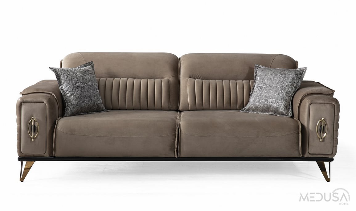 Medusa Home Mobilya - Elegance Luxury Kahve Üçlü Koltuk