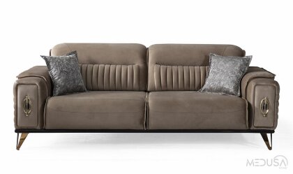 Elegance Luxury Kahve Üçlü Koltuk