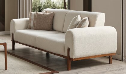 Medusa Home Mobilya - Eliah Bohem Beyaz Üçlü Koltuk