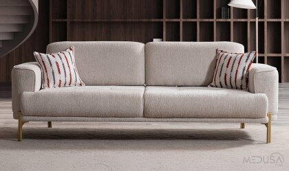 Medusa Home - Eltis Gold Ayaklı Üçlü Koltuk