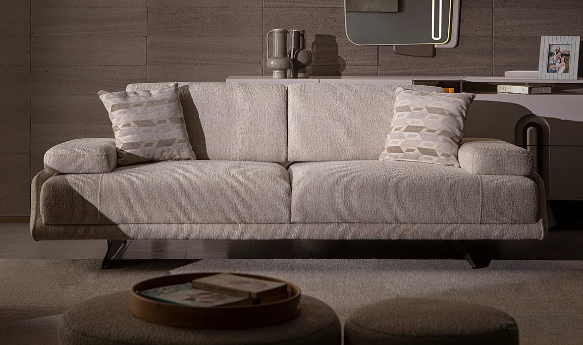 Medusa Home Mobilya - Esse Krem Üçlü Koltuk
