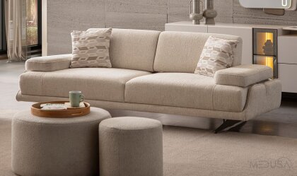 Medusa Home Mobilya - Esse Krem Üçlü Koltuk