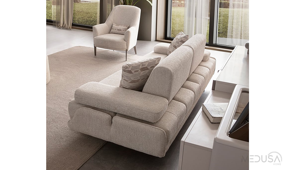 Medusa Home Mobilya - Esse Krem Üçlü Koltuk