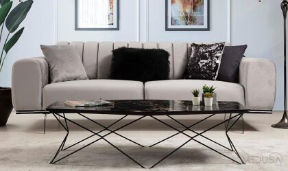 Medusa Home - Eylül Krem Üçlü Koltuk