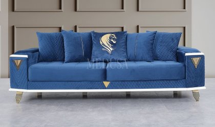 Medusa Home - Favori Soft Üçlü Koltuk Mavi