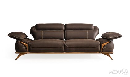 Medusa Home Mobilya - Fiesta Kahve Üçlü Koltuk