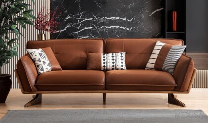 Medusa Home - Fiona Kahve Üçlü Koltuk