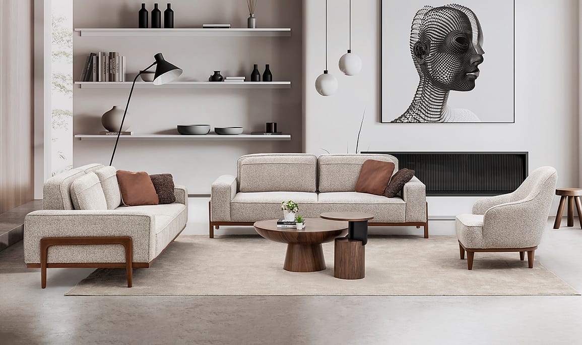 Medusa Home Mobilya - Fresco Türk Cevizi Koltuk Takımı - Modern Koltuk Takımları Medusa Home Mobilya - Fresco Türk Cevizi Koltuk Takımı - Modern Koltuk Takımları