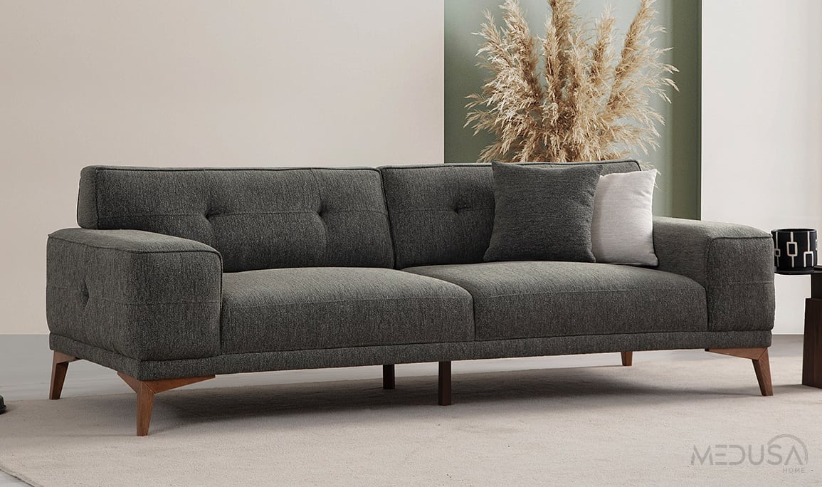 Medusa Home Mobilya - Fuego Natural Üçlü Koltuk