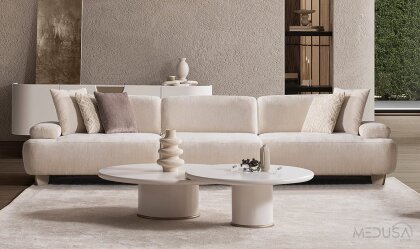 Medusa Home - Glaze Beyaz Dörtlü Koltuk