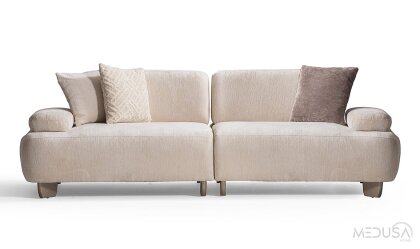 Medusa Home - Glaze Beyaz Üçlü Koltuk