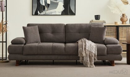 Medusa Home - Gleam Antrasit Üçlü Koltuk