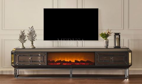 Medusa Home Mobilya - Gucci Antrasit Tv Ünitesi Şömineli - Modern Tv Üniteleri