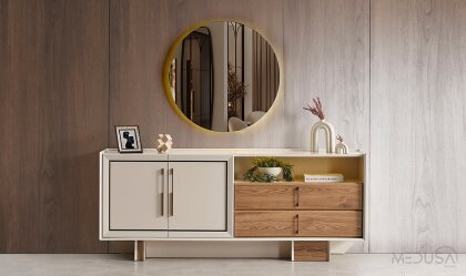 Medusa Home - Heritage Krem & Ceviz Konsol