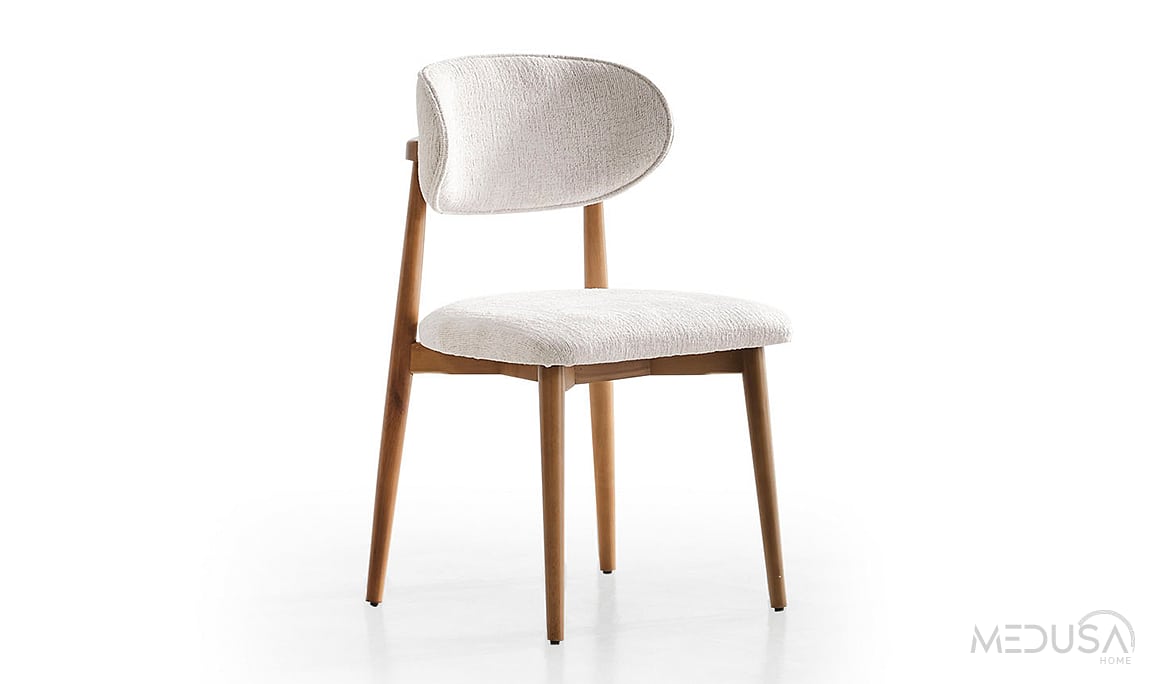 Medusa Home Mobilya - Heritage Krem & Ceviz Sandalye