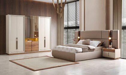 Medusa Home - Heritage Krem & Ceviz Yatak Odası