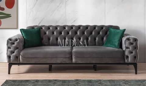 Medusa Home - İcon Chester Üçlü Koltuk Antrasit