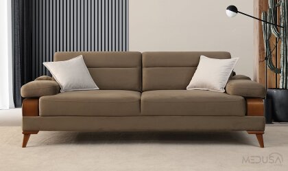 Medusa Home - İlva Sandıklı Kahve Üçlü Koltuk