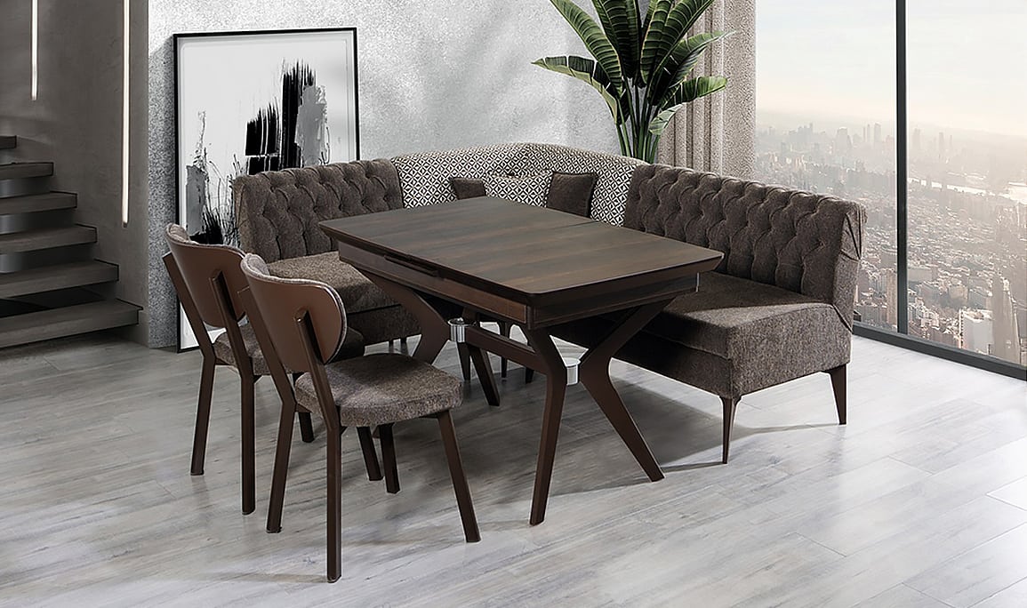 Medusa Home Mobilya - Katar Kahverengi Mutfak Köşe Takımı
