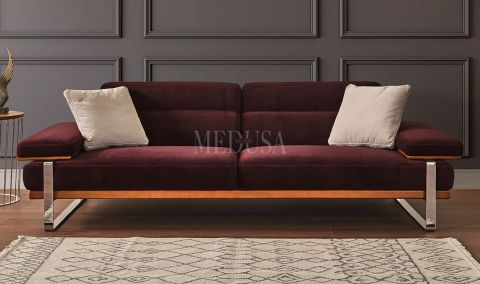 Medusa Home - Lavina Modern Üçlü Koltuk Mürdüm