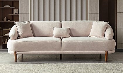 Medusa Home - Lexi Krem Üçlü Koltuk