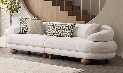 Medusa Home - Liora Beyaz Üçlü Koltuk