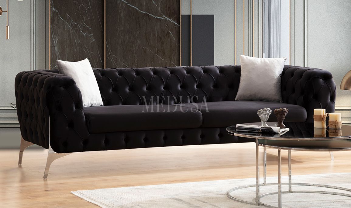 Medusa Home Mobilya - Lisa Üçlü Koltuk Siyah
