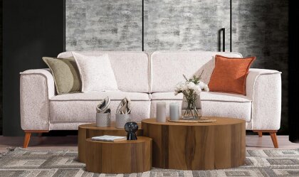 Medusa Home - Lofa Beyaz Üçlü Koltuk