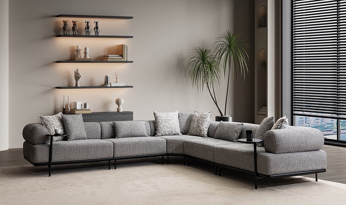 Medusa Home Mobilya - Loren Antrasit Köşe Takımı