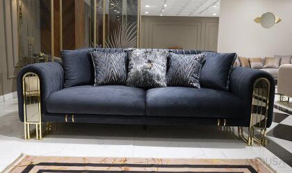 Medusa Home - Lotus Luxury Lacivert Üçlü Koltuk