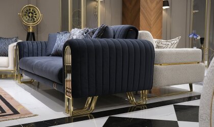 Medusa Home Mobilya - Lotus Luxury Lacivert Üçlü Koltuk