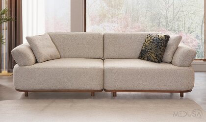 Medusa Home - Lua Krem Üçlü Koltuk