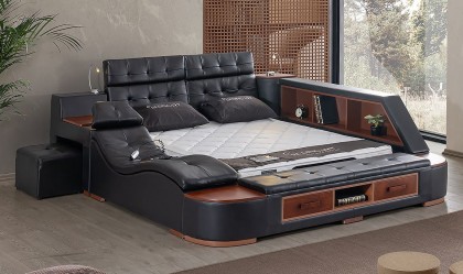 Medusa Home Mobilya - Luxe Life Siyah Karyola - Baza Başlık Yatak Seti