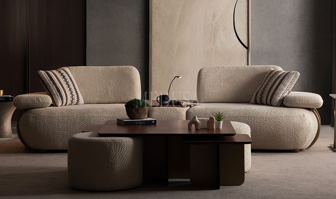 Medusa Home Mobilya - Madrid Sehpalı Üçlü Koltuk