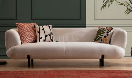 Medusa Home - Manetti Ekru Üçlü Koltuk