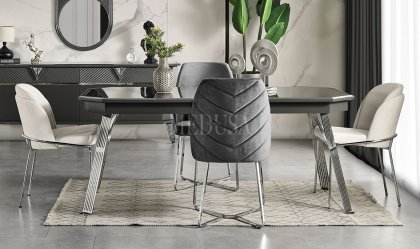 Medusa Home Mobilya - Max Antrasit-Silver Yemek Masası - Sabit Yemek Masaları