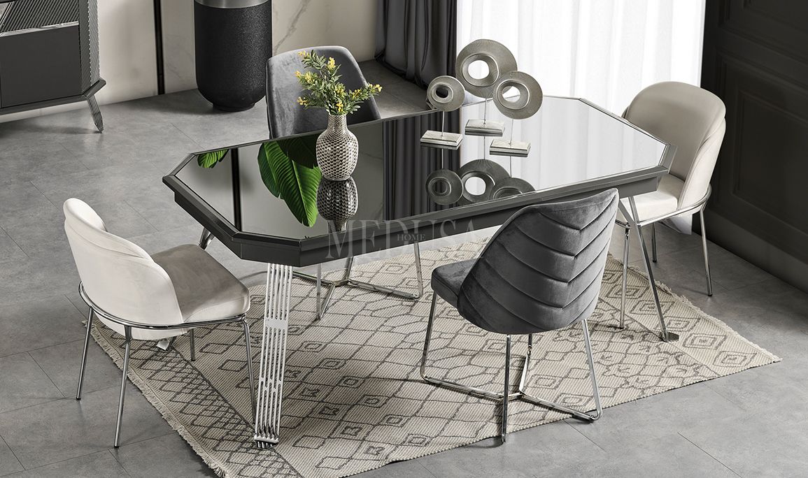 Medusa Home Mobilya - Max Antrasit-Silver Yemek Odası
