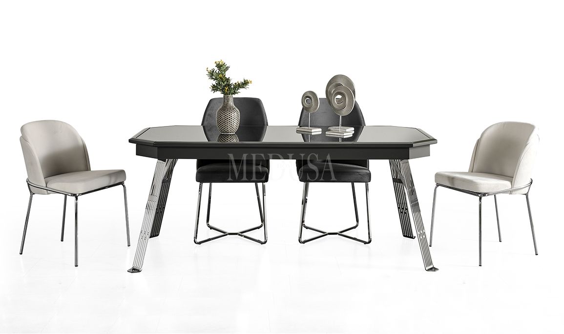Medusa Home Mobilya - Max Antrasit-Silver Yemek Odası