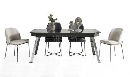 Medusa Home Mobilya - Max Antrasit-Silver Yemek Odası