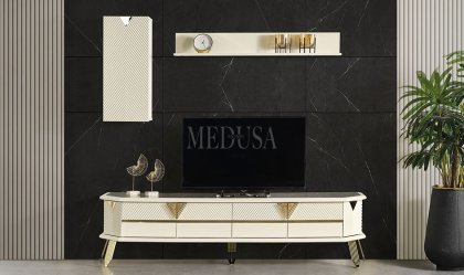 Medusa Home - Max Beyaz-Gold Tv Ünitesi