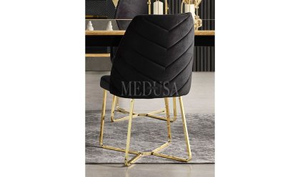 Medusa Home - Max Siyah-Gold Sandalye 02