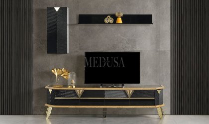 Medusa Home - Max Siyah-Gold Tv Ünitesi