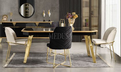 Medusa Home - Max Siyah-Gold Yemek Masası