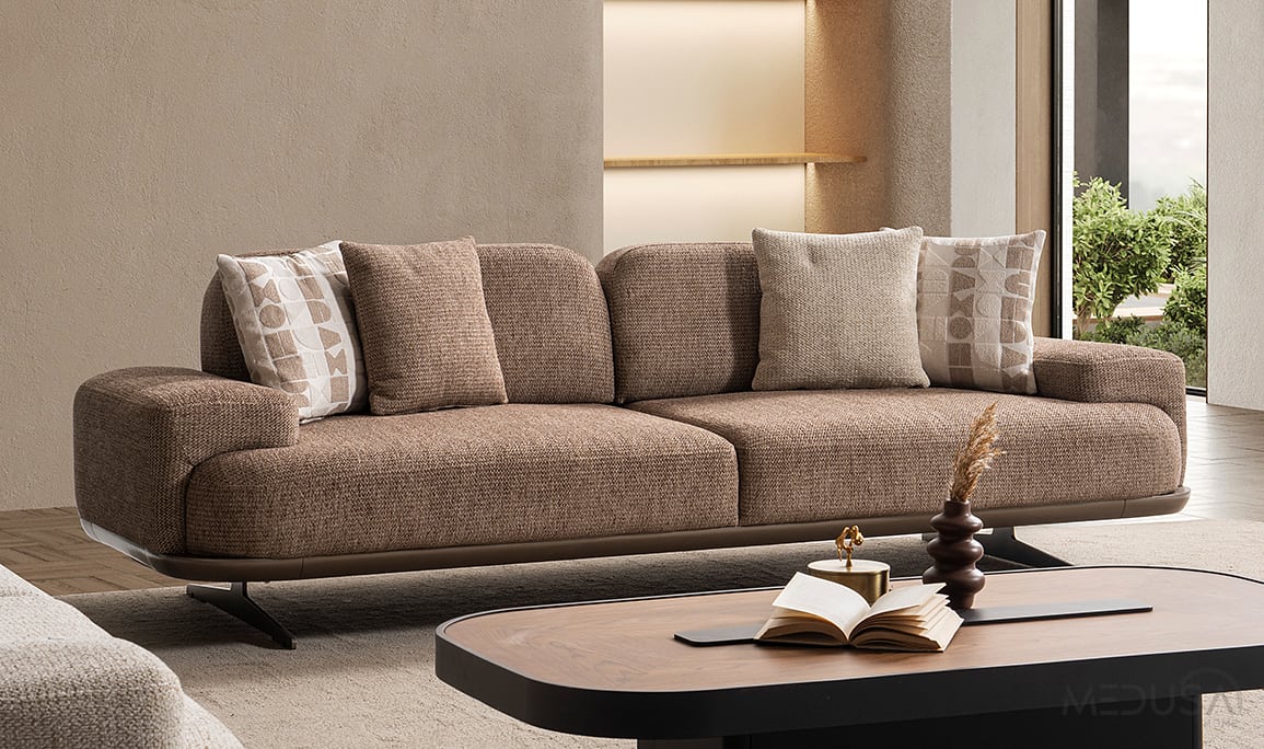 Medusa Home Mobilya - Mirae Kahve Üçlü Koltuk
