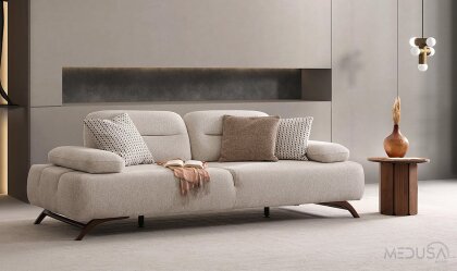 Medusa Home - Monex Krem Üçlü Koltuk