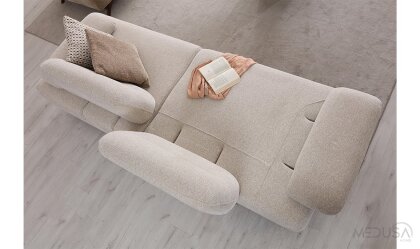 Medusa Home Mobilya - Monex Krem Üçlü Koltuk