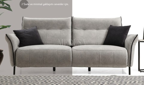 Medusa Home - Mozart Yataklı Üçlü Koltuk Taş